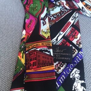 Vintage 1994 Nicole Miller silk tie Campbell Soup made in Korea hand sewn